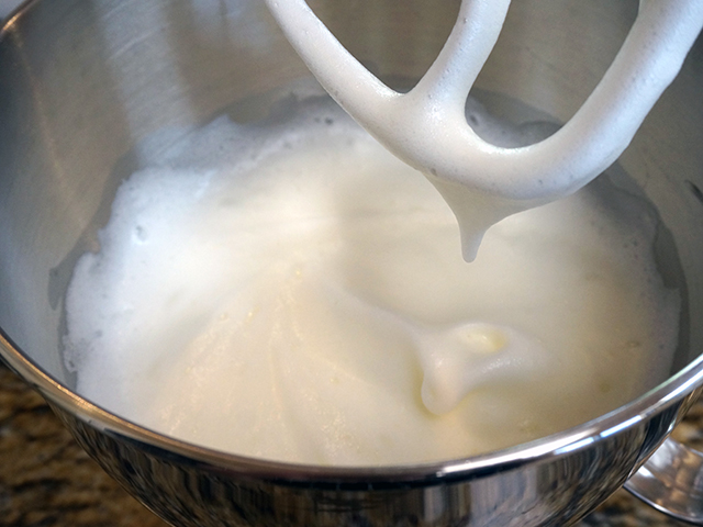 whisk egg whites until soft peaks form