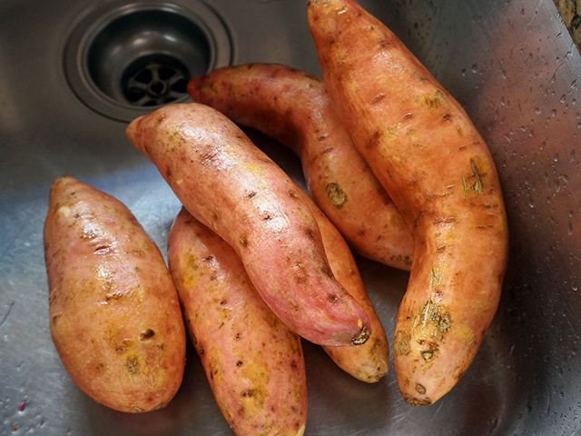 wash the sweet potatoes